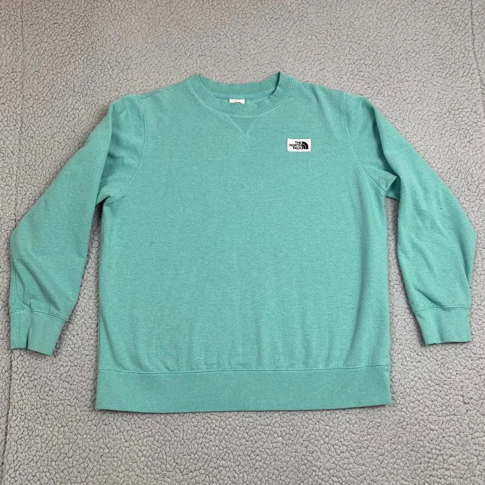 The North Face Sweatshirt Womens XL Teal Green Crewneck Fleece Pullover NF0A3X8Y